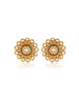 Kundan Red Green Gold Stud Earrings