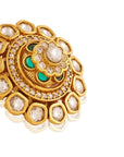 Kundan Red Green Gold Stud Earrings