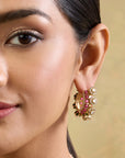 Kundan Gold Pink Hoop Earrings