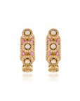 Kundan Gold Pink Hoop Earrings