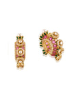 Kundan Gold Pink Hoop Earrings