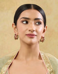 Kundan Gold Pink Hoop Earrings