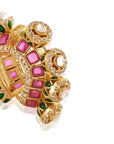 Kundan Gold Pink Hoop Earrings