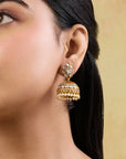 Floral Kundan Polki Gold Statement Jhumka Earrings