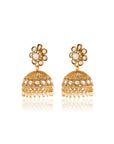 Floral Kundan Polki Gold Statement Jhumka Earrings