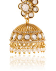 Floral Kundan Polki Gold Statement Jhumka Earrings