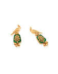 Tota Green Kundan Polki Gold Dangler Earrings