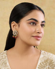 Red Kundan Polki Gold Stud Earrings