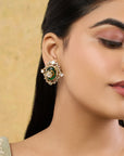 Kundan Polki Enamel Victorian Gold Stud Earrings