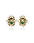 Kundan Polki Enamel Victorian Gold Stud Earrings