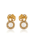 Haathi Kundan Polki Gold Stud Earrings