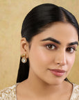 Haathi Kundan Polki Gold Stud Earrings