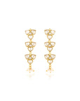 Long Floral Kundan Gold Earrings
