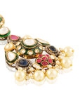 Pink & Blue Kundan Gold Dangler Earrings