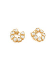 Kundan Classic Round Polki Gold Stud Earrings