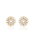 White Kundan Polki Gold Stud Earrings