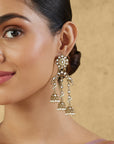 Kundan Statement Gold Dangler Earrings
