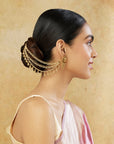 Gold Pearl Temple Ear Chains
