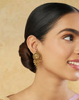 Swan Temple Gold Stud Earrings