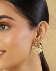 Swan Pearl Gold Temple Statement Studs