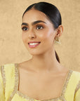 Swan Pearl Gold Temple Statement Studs
