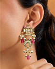 Matsya Kundan Pink Dangler