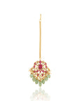 Kundan Ruby Mint Gold Maang Tikka