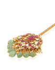 Kundan Ruby Mint Gold Maang Tikka