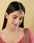 Kundan Ruby Mint Gold Maang Tikka