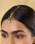 Emerald Kundan Gold Maang Tikka