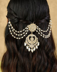 Kundan Gold Pearl Hair Brooch