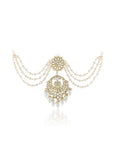 Kundan Gold Pearl Hair Brooch