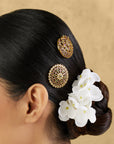 Multicolour Temple Gold Hair Brooch Set