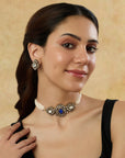 Pearl Sapphire Kundan Necklace Set