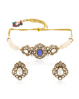 Pearl Sapphire Kundan Necklace Set