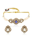 Pearl Sapphire Kundan Necklace Set