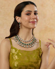 Kundan Emerald Gold Layered Necklace Set