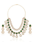 Kundan Emerald Gold Layered Necklace Set