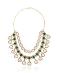 Kundan Emerald Gold Layered Necklace Set