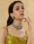 Kundan Emerald Gold Choker Necklace Set