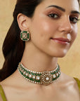 Kundan Emerald Gold Choker Necklace Set