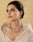 Gold Kundan Polki Layered Necklace Set