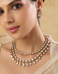 Gold Kundan Polki Layered Necklace Set