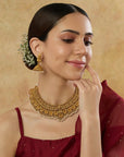 Baasra Pearl Temple Necklace Set