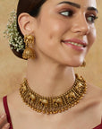 Gold Hathi Temple Necklace Set