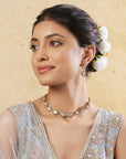 Minimal Kundan Polki Gold Short Necklace Set