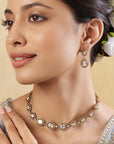 Minimal Kundan Polki Gold Short Necklace Set