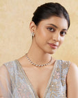 Minimal Kundan Polki Gold Tennis Necklace Set