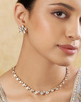 Minimal Kundan Polki Gold Tennis Necklace Set