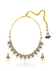 Dark Green Kundan Polki Gold Necklace Set